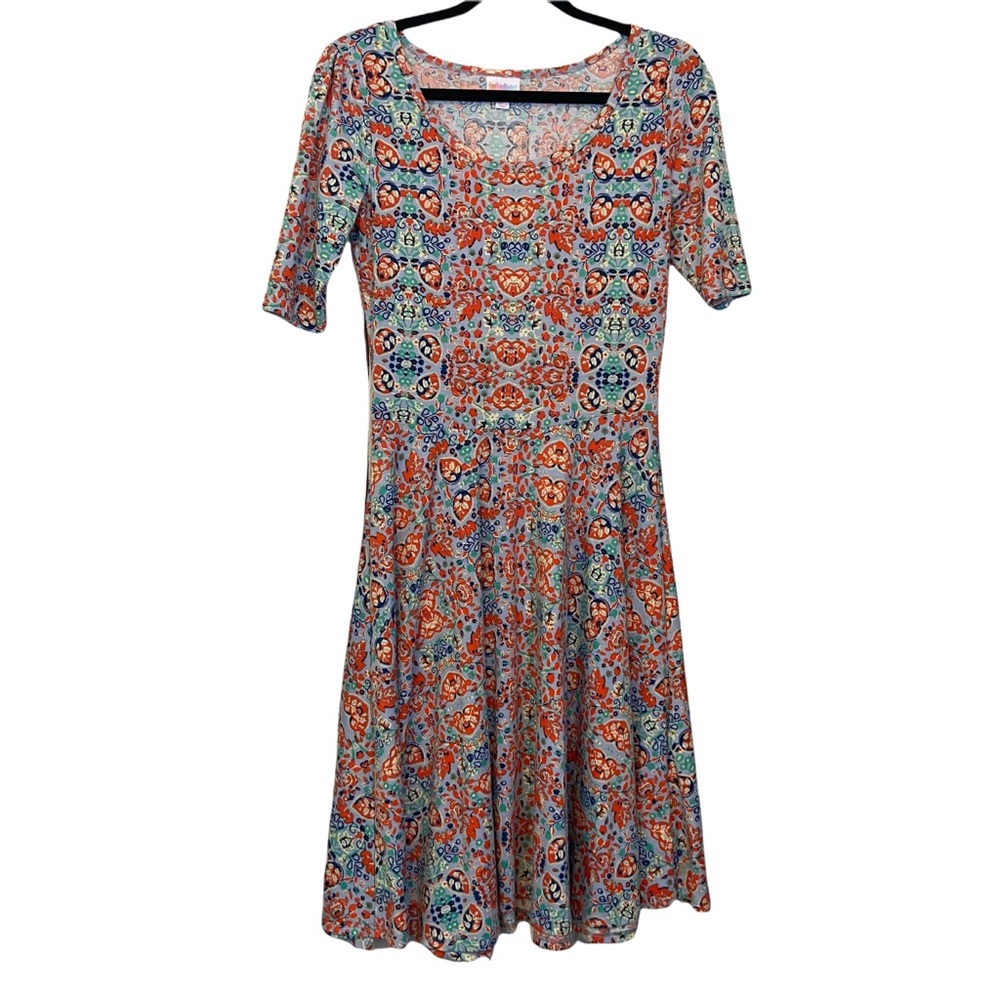 LulaRoe Quarter Sleeve Round Neck Floral A-Line Dress